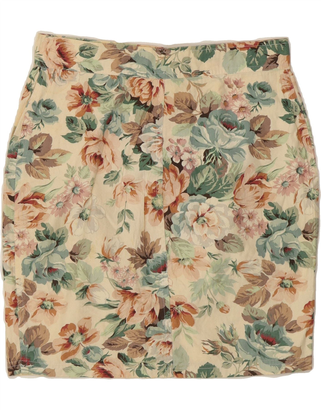 VINTAGE Womens Pencil Skirt Medium W28 Beige Floral Vintage Vintage and Second-Hand Vintage from Messina Hembry 