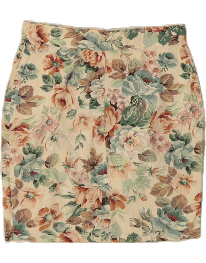 VINTAGE Womens Pencil Skirt Medium W28 Beige Floral Vintage Vintage and Second-Hand Vintage from Messina Hembry 