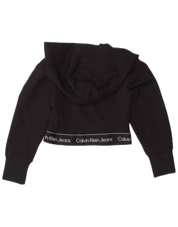 Calvin Klein Crop Graphic Hoodie-Pullover für Mädchen, 3–4 Jahre, schwarze Viskose