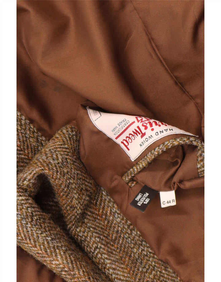 Harris Tweed Veste Blazer 2 Boutons pour Homme UK 44 2XL Laine à Chevrons Marron
