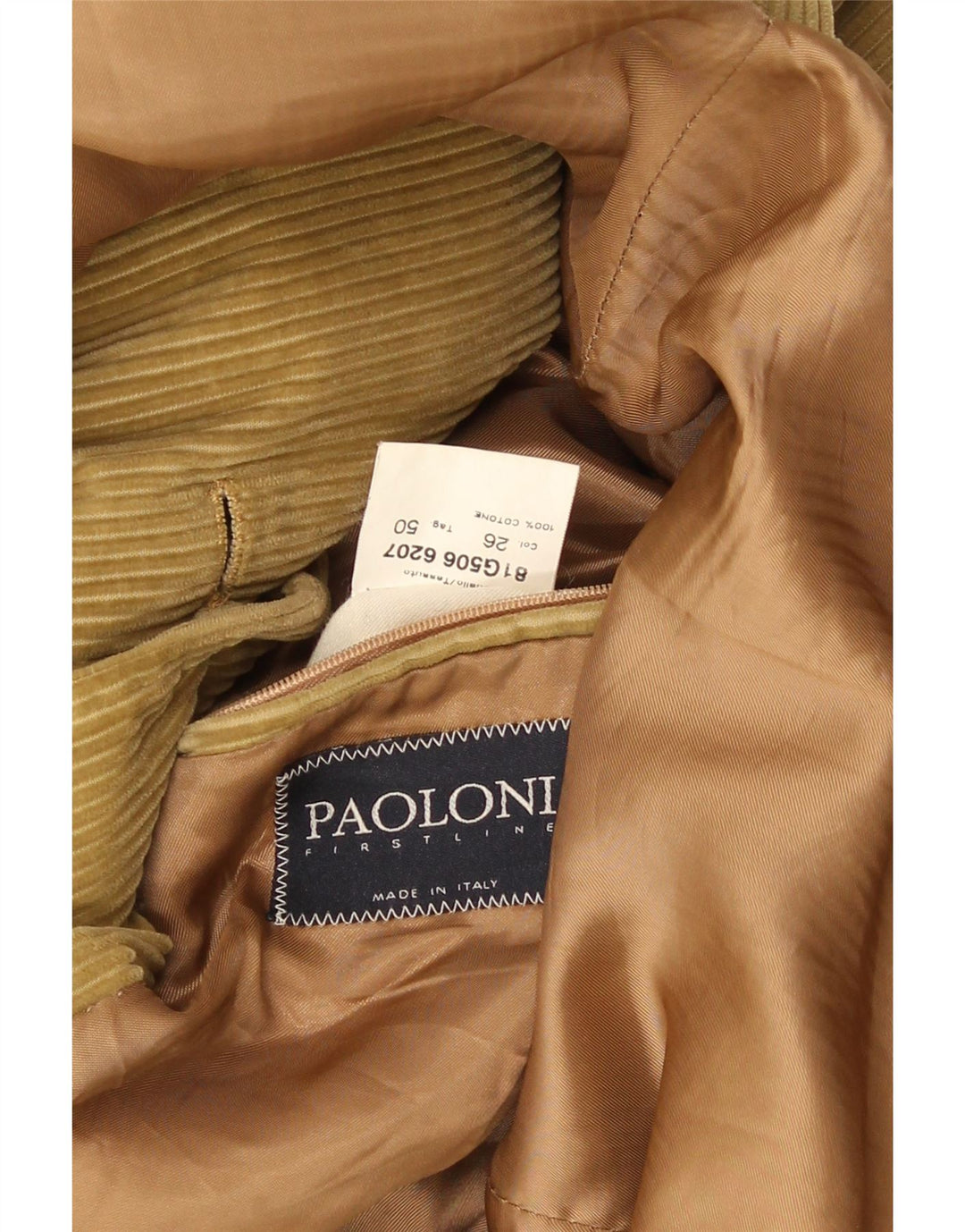 Paoloni Mens 3 Button Corduroy Blazer Jacket IT 50 Large Beige Cotton