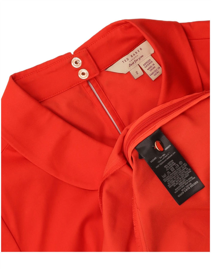 TED BAKER Womens Blouse Top Size 2 Small Red Cotton