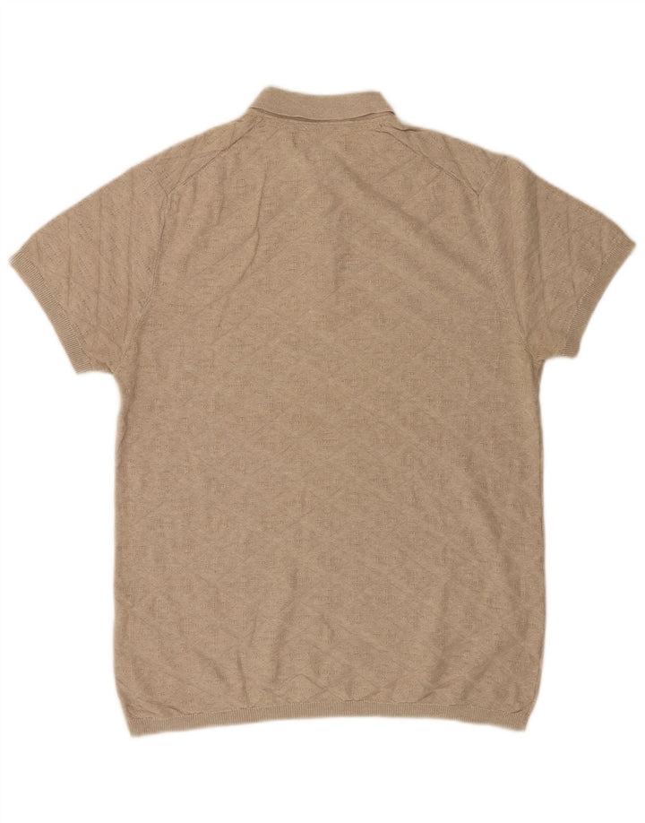Jack & Jones Mens Polo Shirt Large Beige Cotton