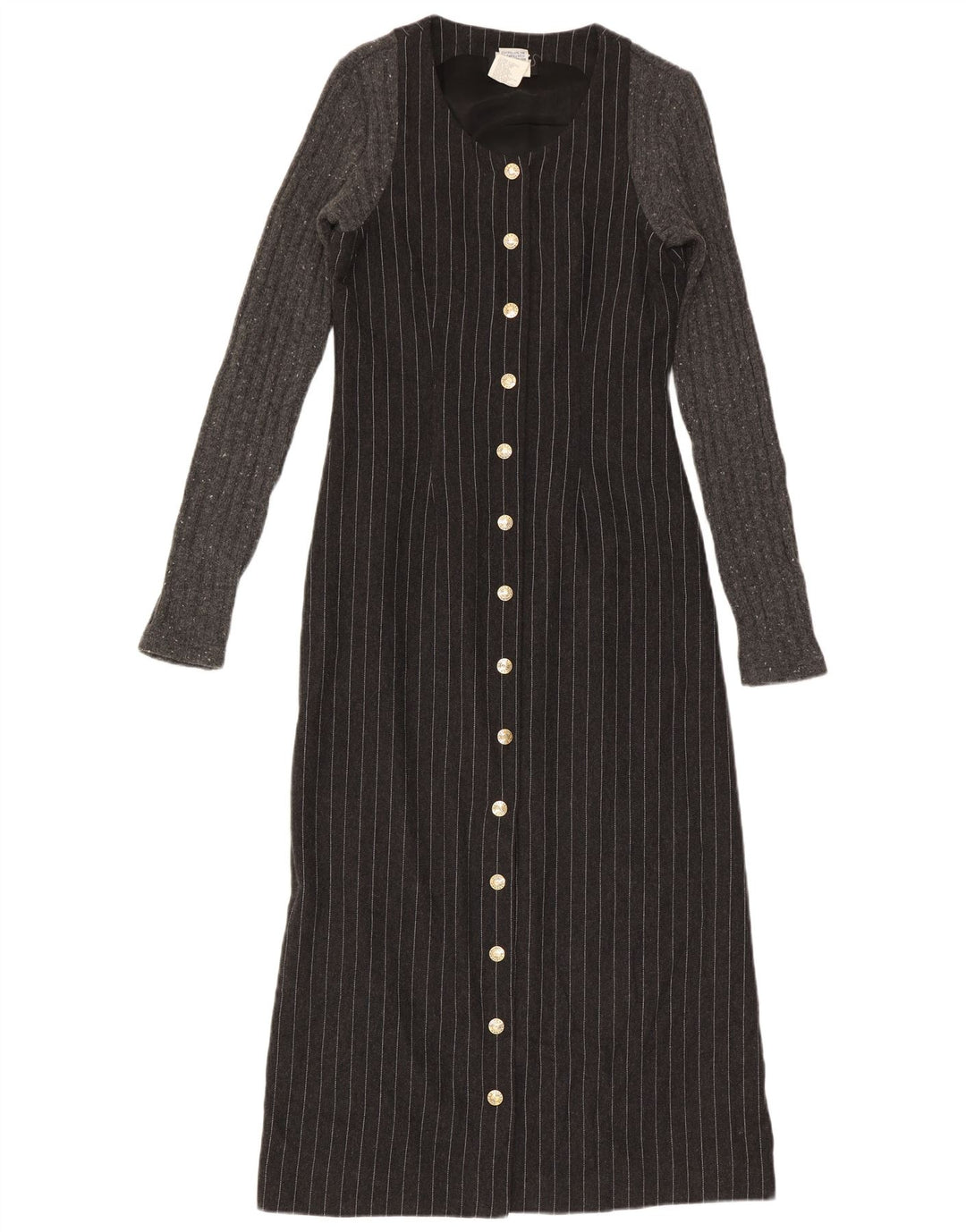Dolce & Gabbana Womens Long Sleeve Maxi Dress IT 42 Medium Grey Pinstripe