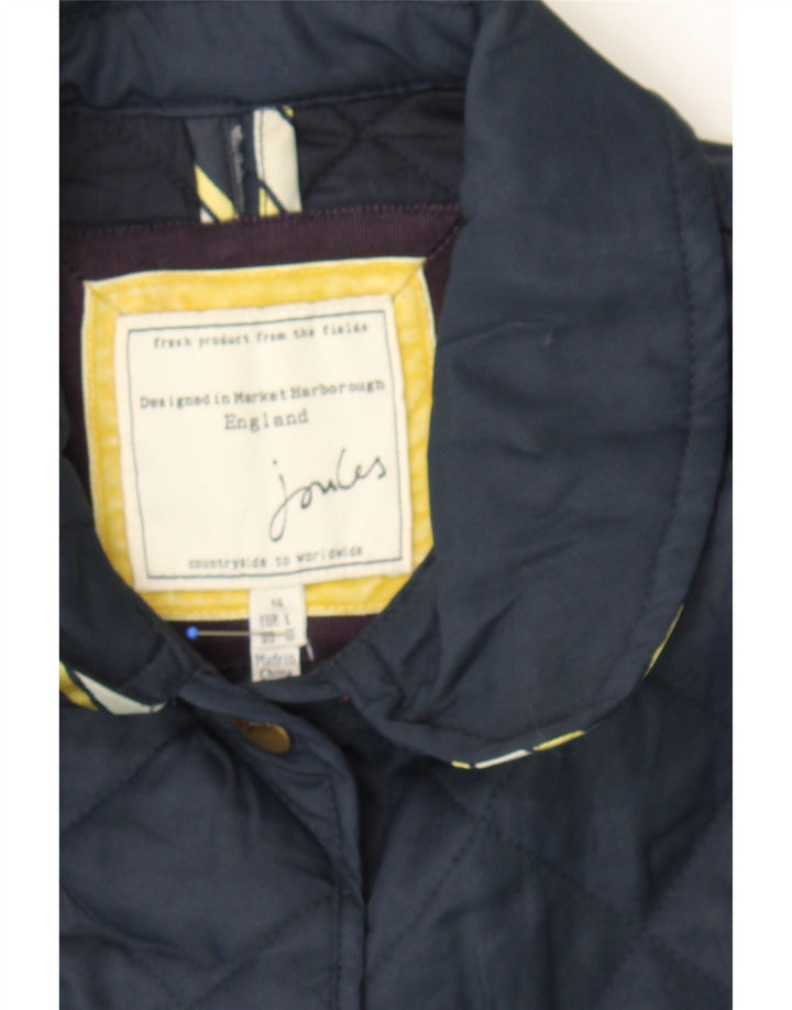 JOULES Womens Quilted Jacket UK 14 Large Navy Blue Polyester Vintage Joules and Second-Hand Joules from Messina Hembry 