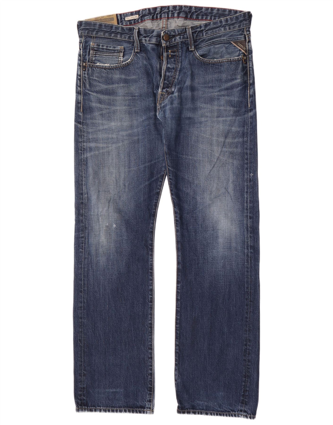 Replay Mens Billstrong Straight Jeans W38 L35 Azul