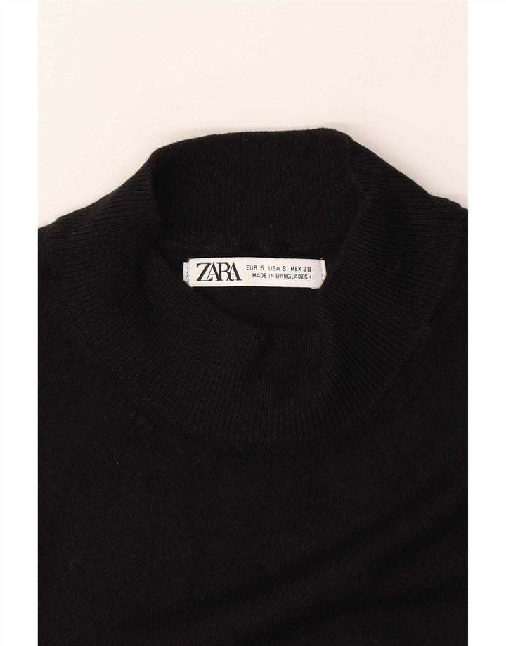 Zara Mens Short Sleeve Turtle Neck Jumper Sweater Small Black