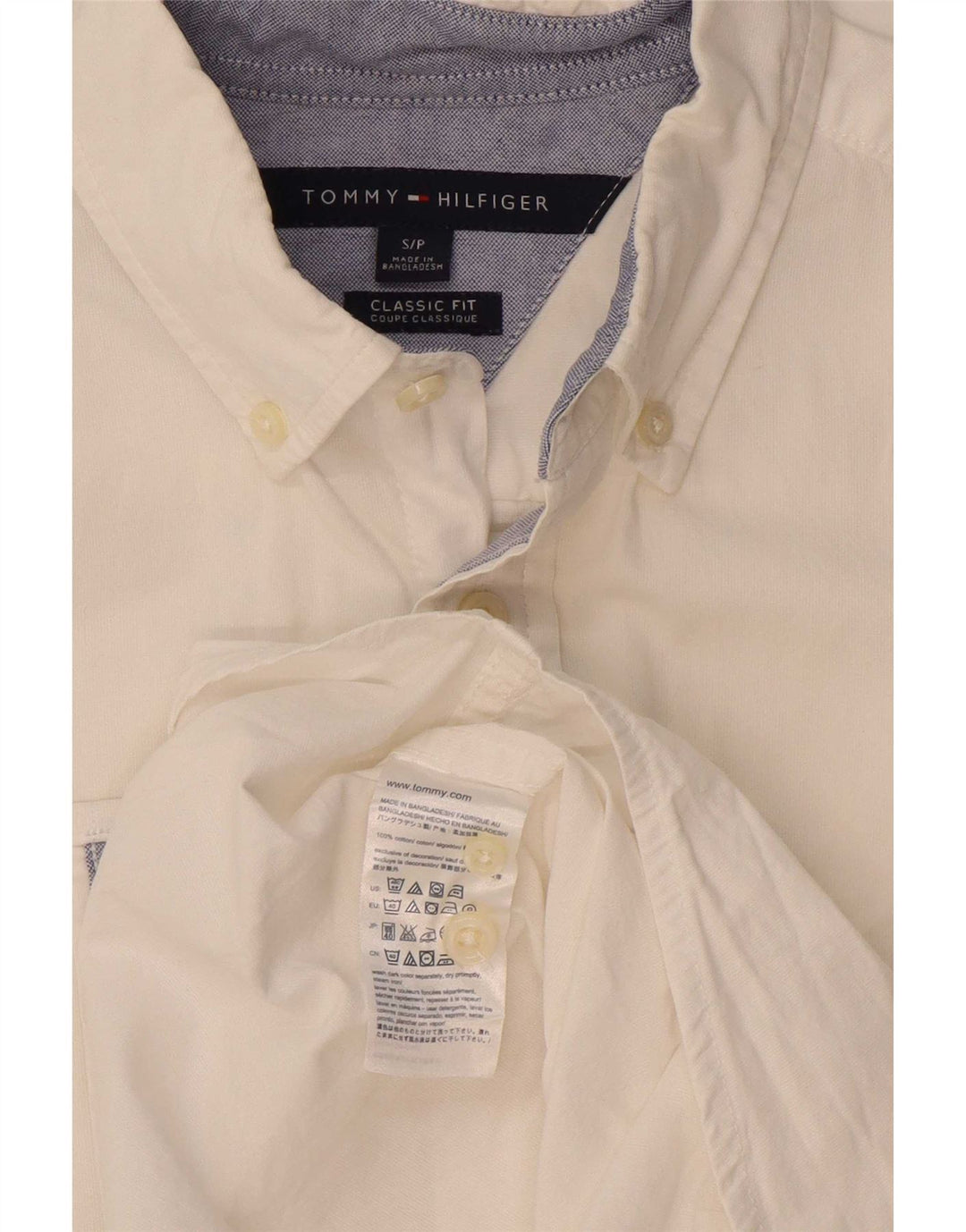Tommy Hilfiger Mens Classic Fit Shirt Small White Cotton