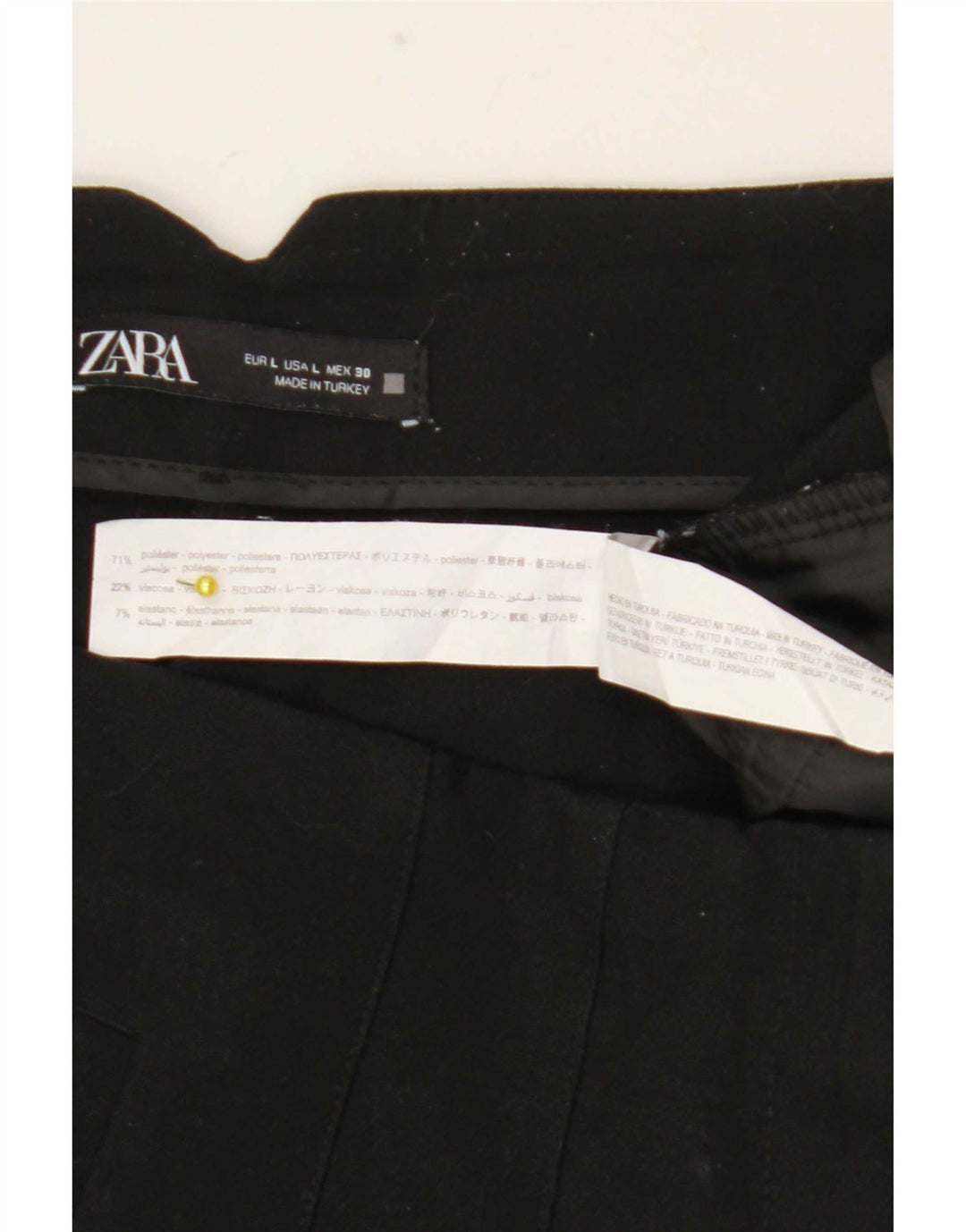 Zara Womens Tapered Suit Trousers Large W30 L27 Black Polyester