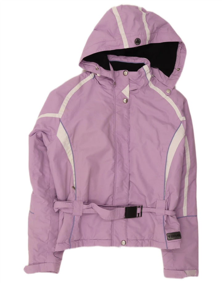 Brugi Womens Hooded Ski Jacket UK 16 Large Purple Colourblock Polyester