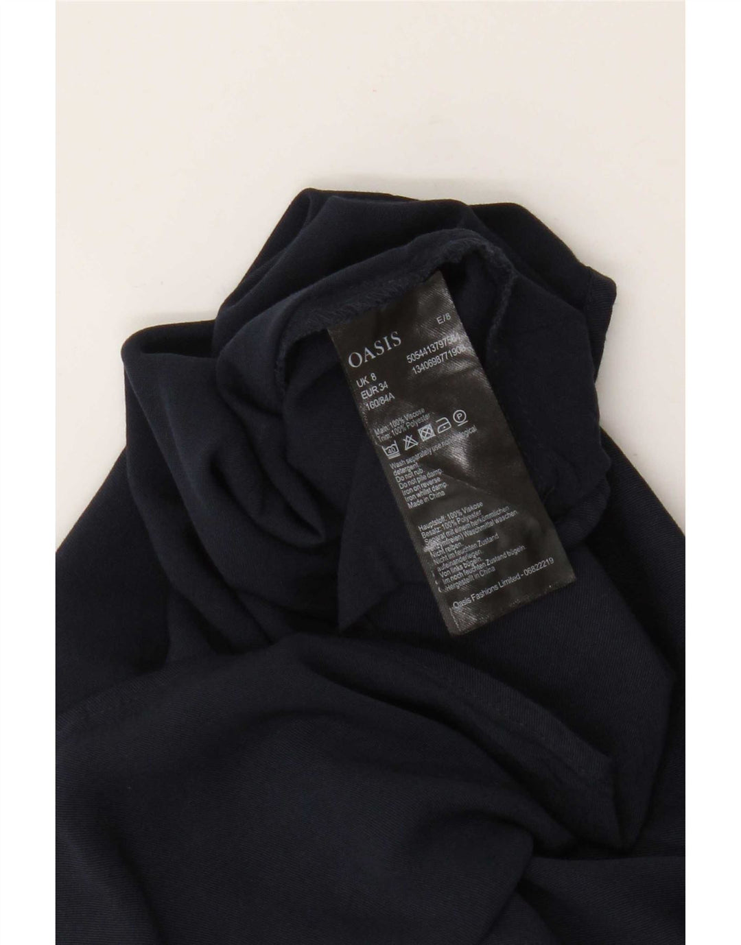 Oasis Womens Crop Off Shoulder Top UK 8 Small Navy Blue Viscose