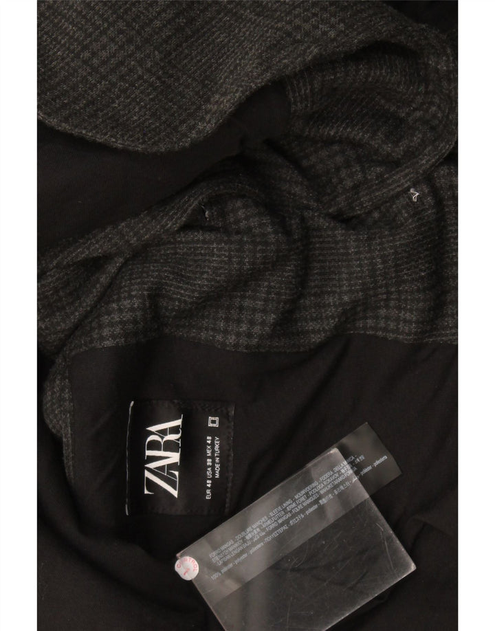 Zara Veste Blazer 2 Boutons Homme EU 48 Gris Moyen à Carreaux Polyester