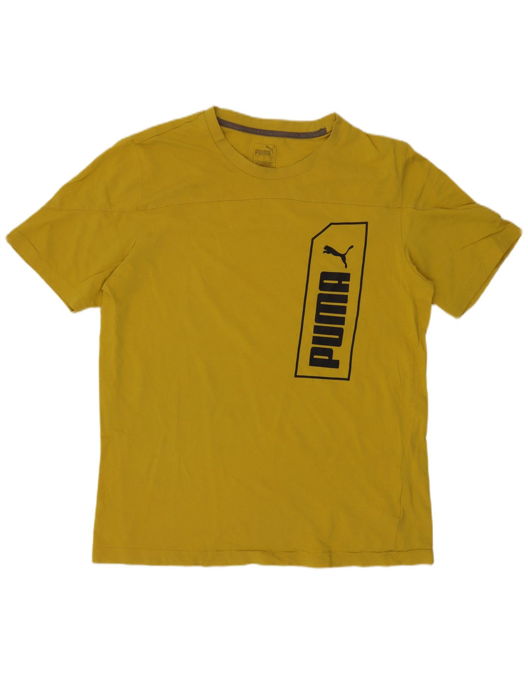 Puma Mens Graphic T-Shirt Top Small Yellow Cotton