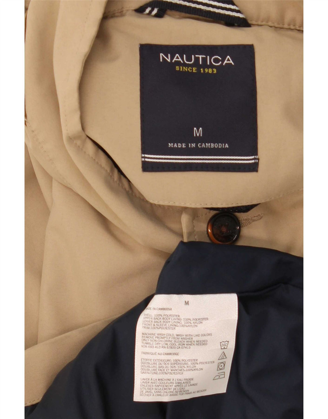 Nautica Mens Bomber Jacket UK 38 Medium Beige Polyester