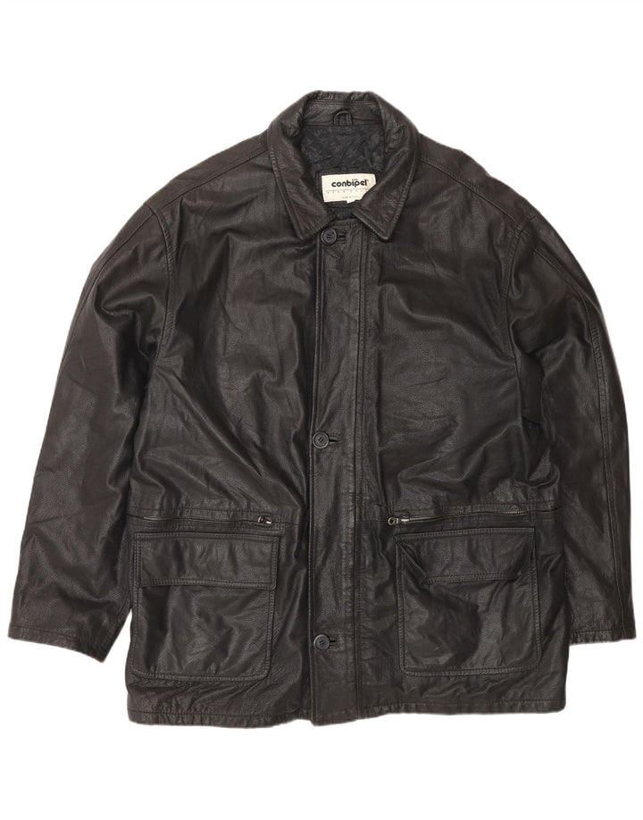 Conbipel Herren Lederjacke IT 56 2XL Schwarzes Leder