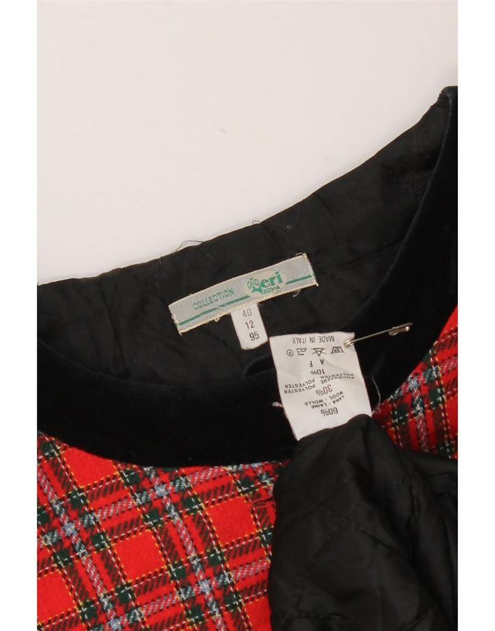 Vintage Womens Crop Bomber Jacket IT 40 Small Red Check Wool