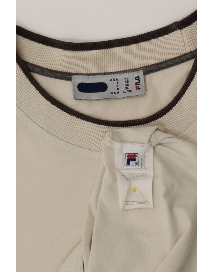 Fila Mens T-Shirt Top XL Beige Cotton
