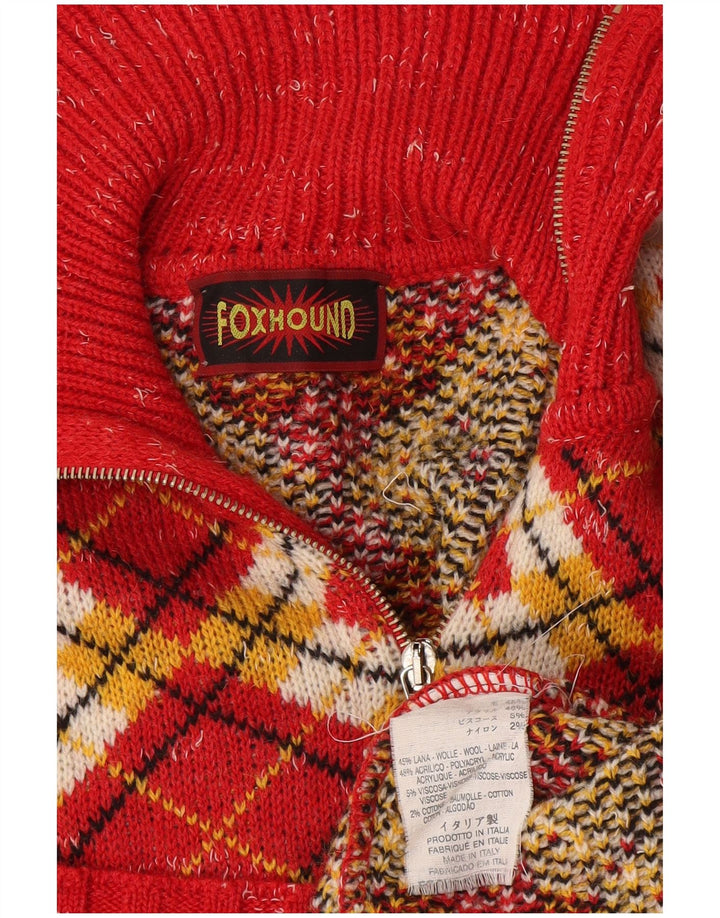 Ανδρικό πουλόβερ με φερμουάρ Foxhound XL Red Argyle/Diamond Wool