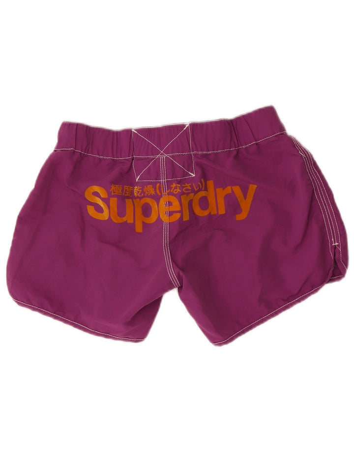 Superdry Womens Graphic Swimming Shorts UK 12 Medium Purple Polyester