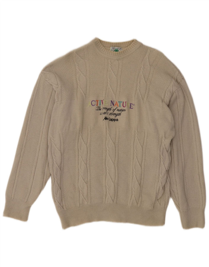KAPPA Mens Graphic Crew Neck Jumper Sweater Large Beige