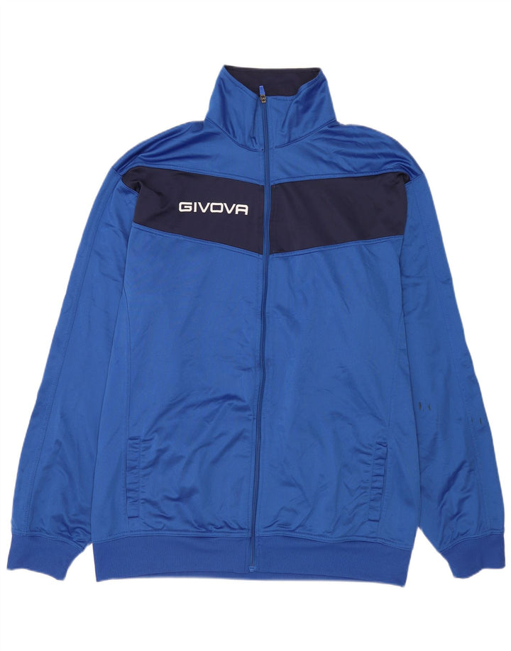 Givova Veste de survêtement graphique pour homme 5XL Bleu Colorblock Polyester