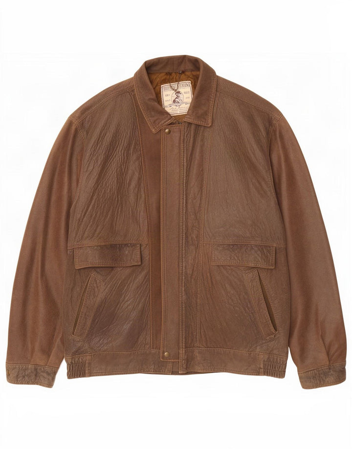 Pelletteria Chaqueta de cuero para hombre UK 42 XL Marrón