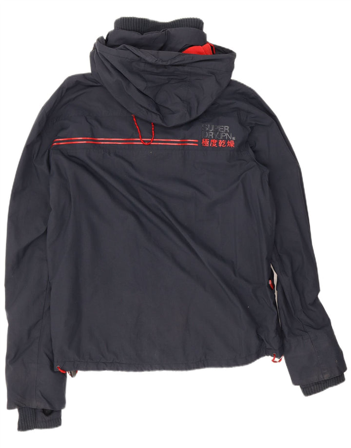 Superdry Mens Hooded Windbreaker Jacket UK 40 Large Navy Blue Polyester