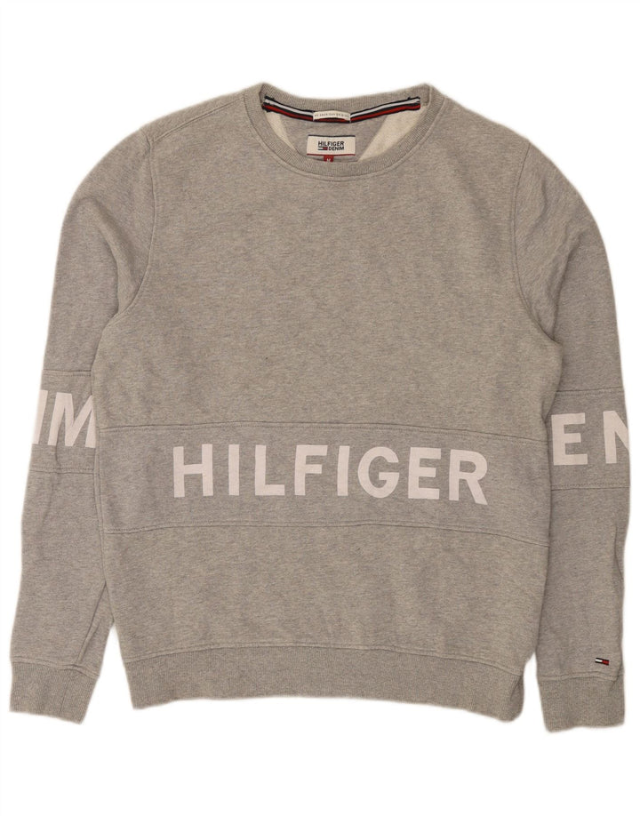 Tommy Hilfiger Herre Grafisk Sweatshirt Jumper Medium Grå Bomuld