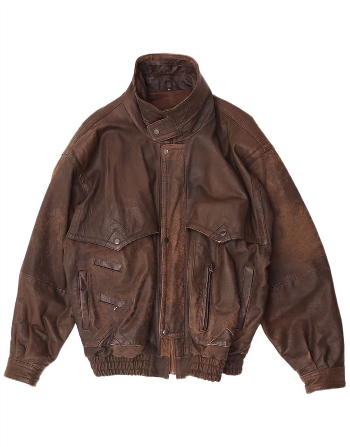 Vintage Mens Leather Jacket UK 42 XL Brown