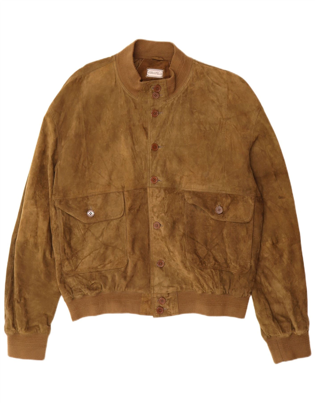 Vintage Mens Suede Jacket UK 42 XL Khaki Leather
