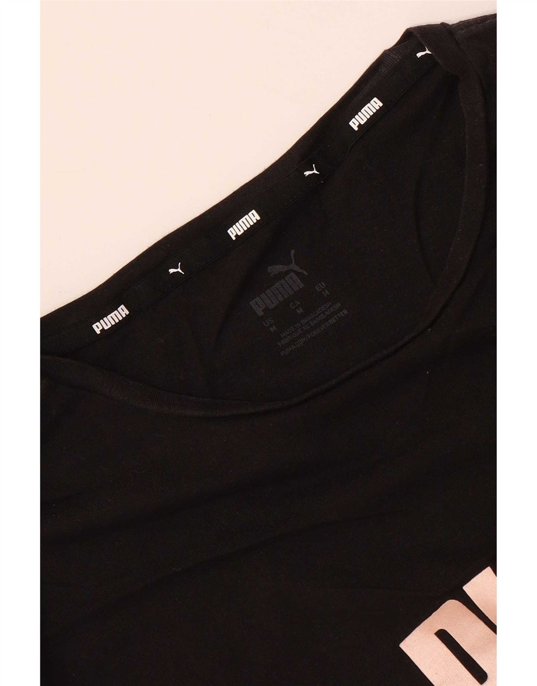Puma Womens Crop Graphic T-Shirt Top UK 14 Medium Black