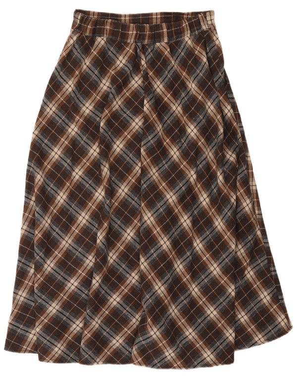 Vintage Womens High Waist A-Line Skirt W26 Small Brown Check