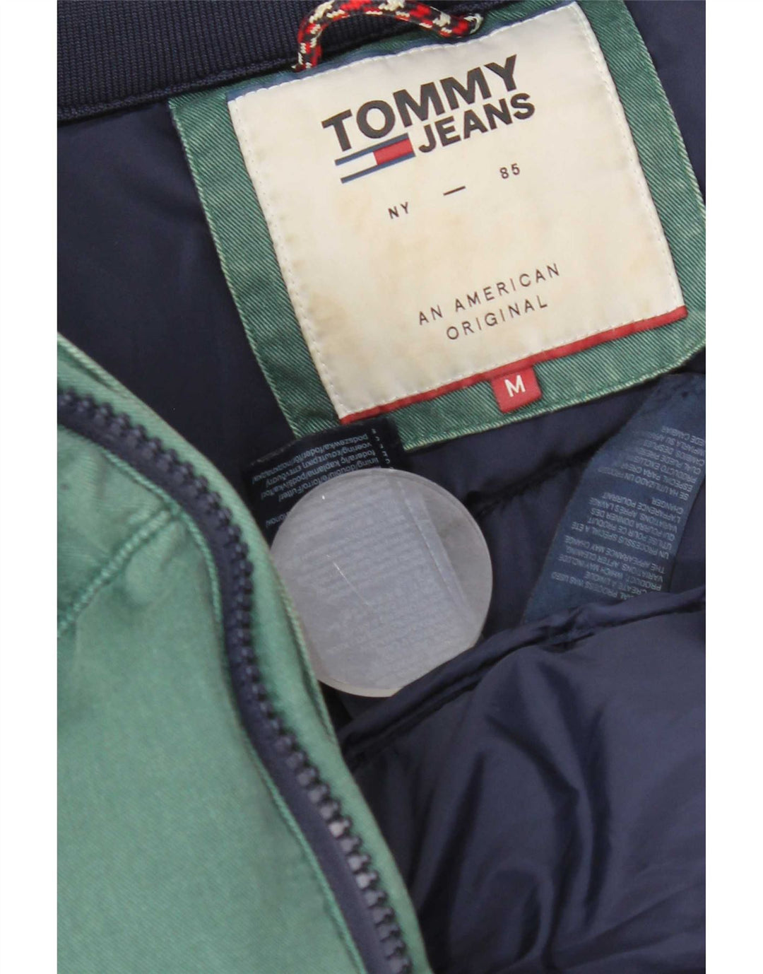Tommy Hilfiger Mens Padded Jacket UK 38 Medium Green Cotton