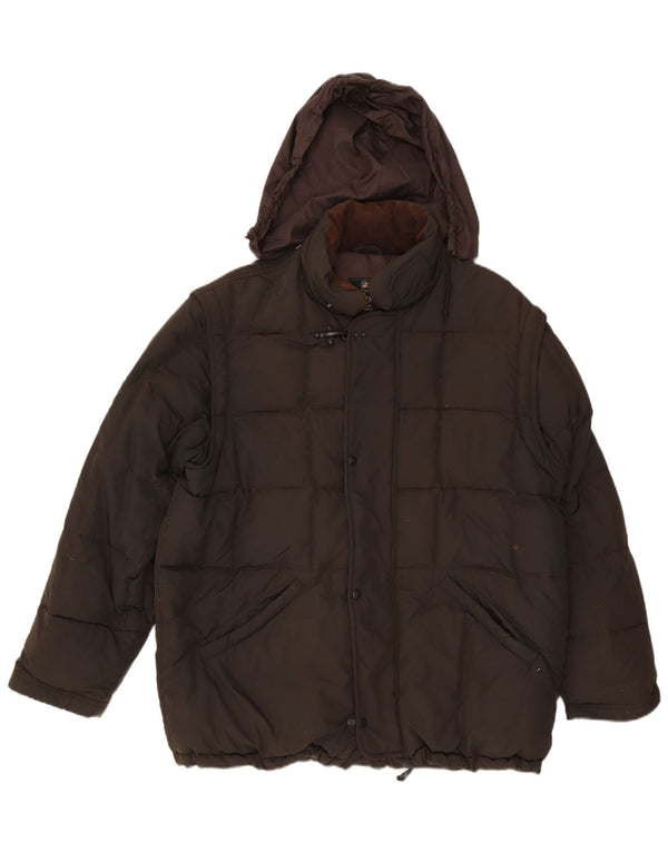 Fay Mens Hooded Loose Fit Padded Jacket UK 40 Large Brown