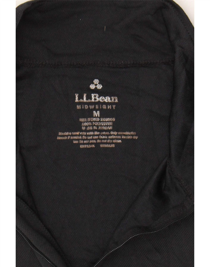 L.L.Bean Mens Zip Neck Top Long Sleeve Medium Black Polyester