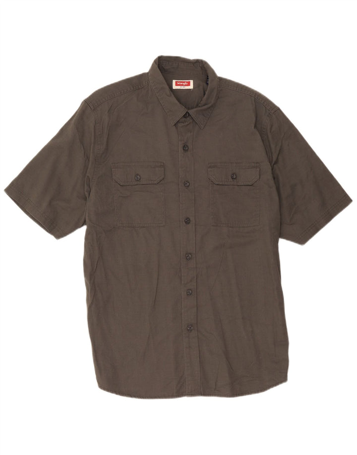 Wrangler Mens Short Sleeve Shirt Large Grey Cotton