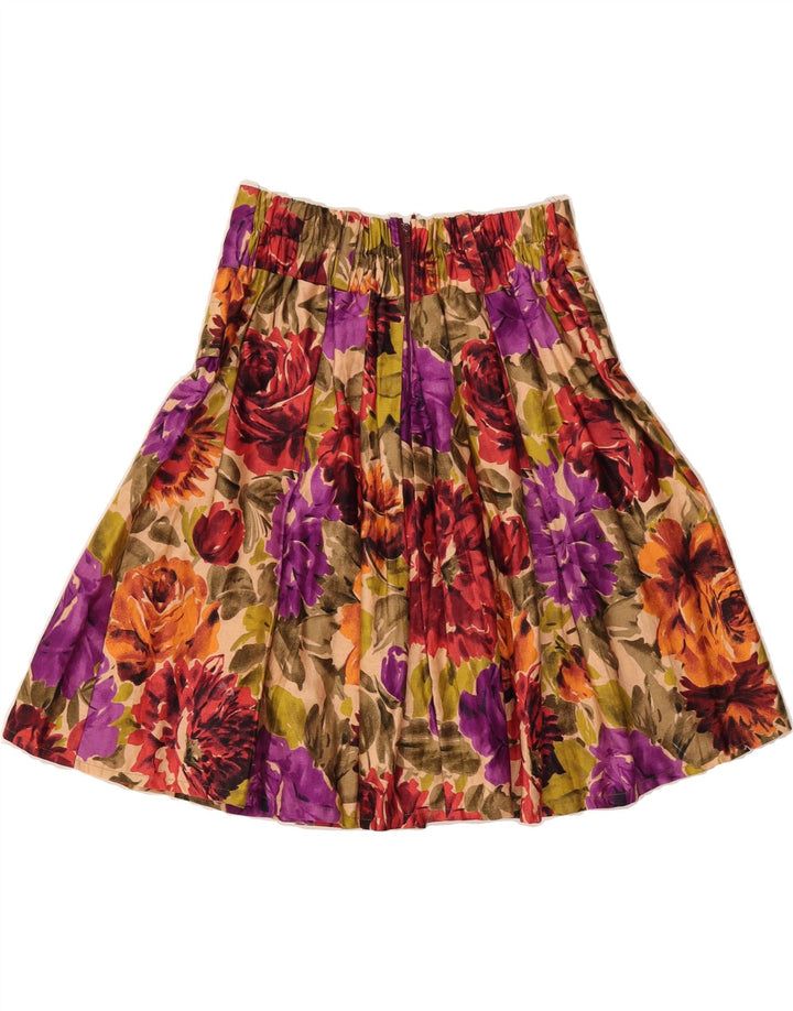 VINTAGE Womens Pleated Skirt W28 Medium Multicoloured Floral Viscose Vintage Vintage and Second-Hand Vintage from Messina Hembry 