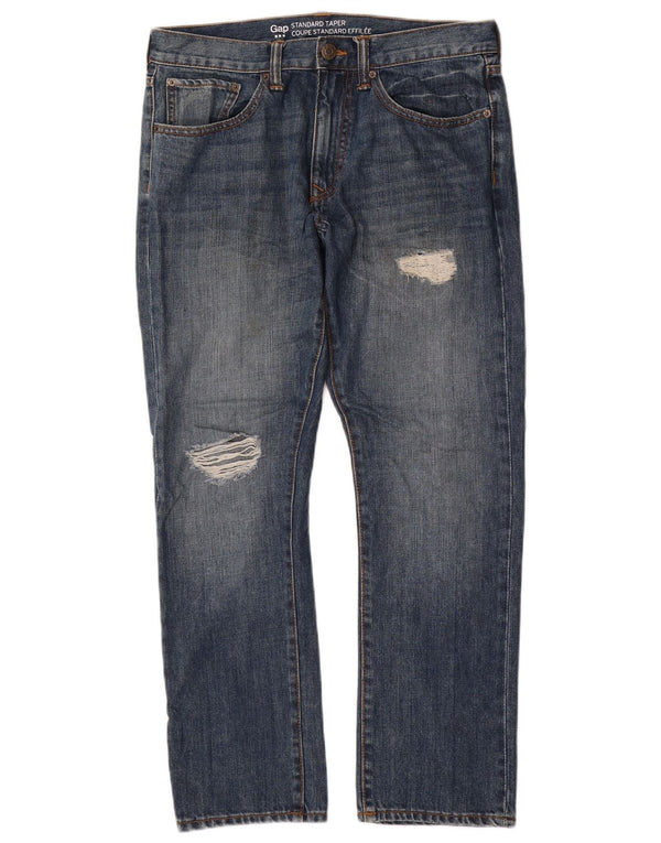 Мужские стандартные потертые зауженные джинсы Gap W32 L30, синий хлопок