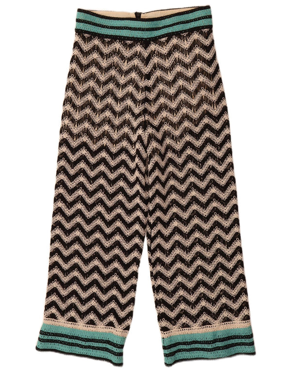 Zara Womens Knit Straight Casual Trousers Medium W28 L26 Black Chevron