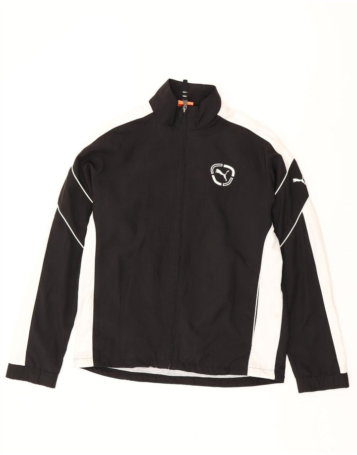 Puma Boys Tracksuit Top Jacket 13-14 Years XL Black Colourblock Polyester