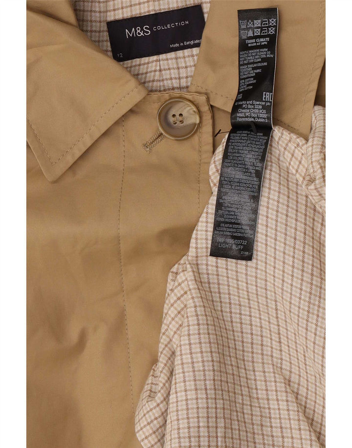 Marks & Spencer Manteau imperméable à capuche pour femme UK 12 en coton beige moyen