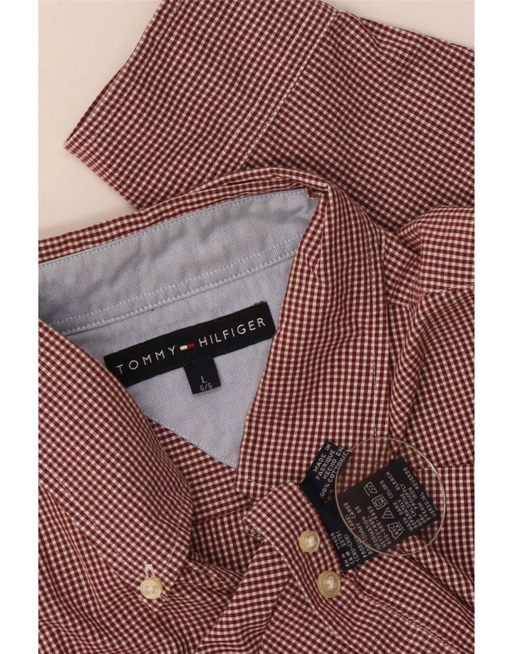 Tommy Hilfiger Camisa para hombre grande de algodón a cuadros rojo