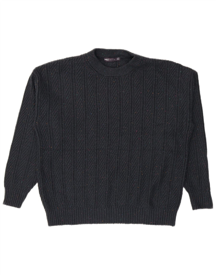 Marks & Spencer Mens Crew Neck Jumper Sweater Large Navy Blue Flecked