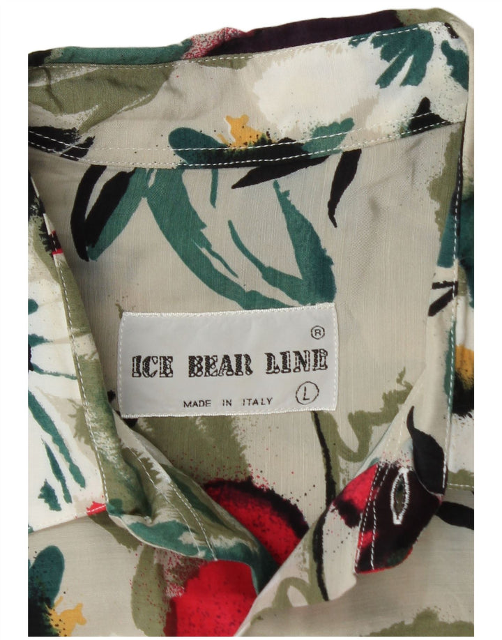 VINTAGE Mens Short Sleeve Shirt Large Multicoloured Floral Viscose