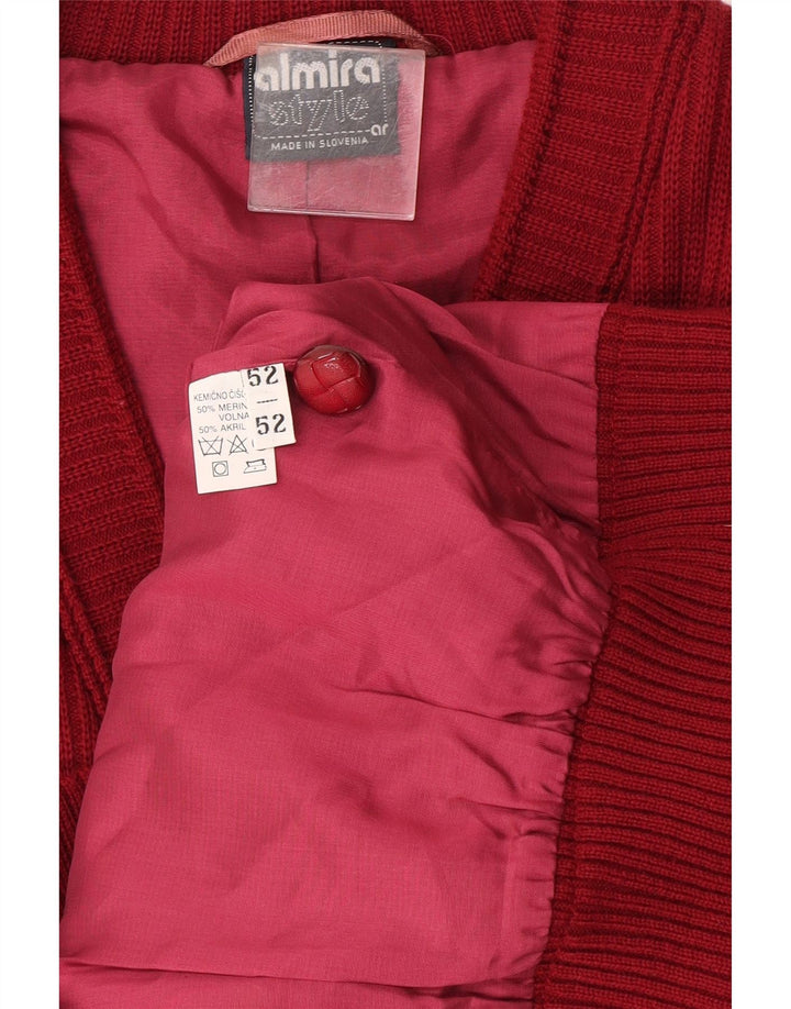 Almira Mens Cardigan Sweater IT 52 Large Red Merino Wool
