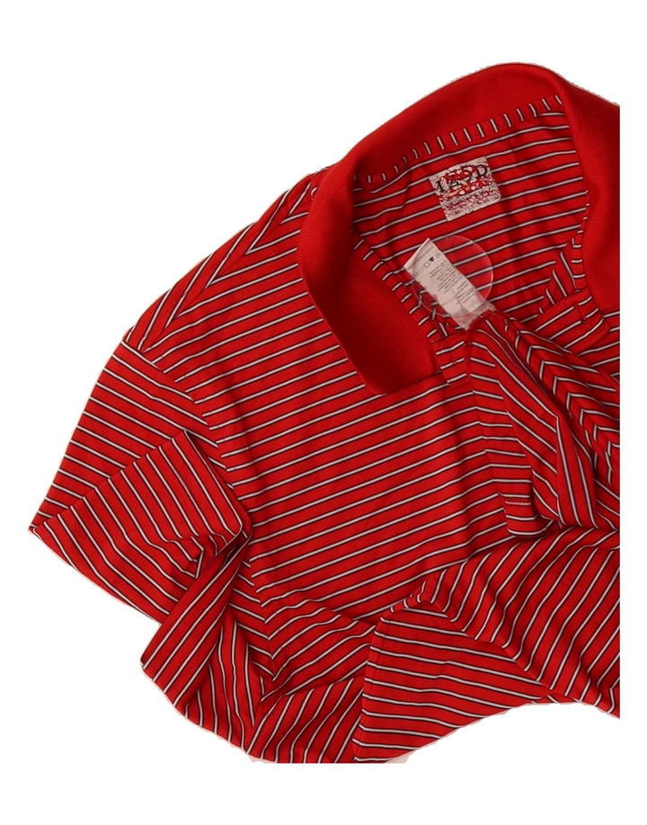 IZOD Mens Polo Shirt Large Red Striped Polyester Vintage Izod and Second-Hand Izod from Messina Hembry 