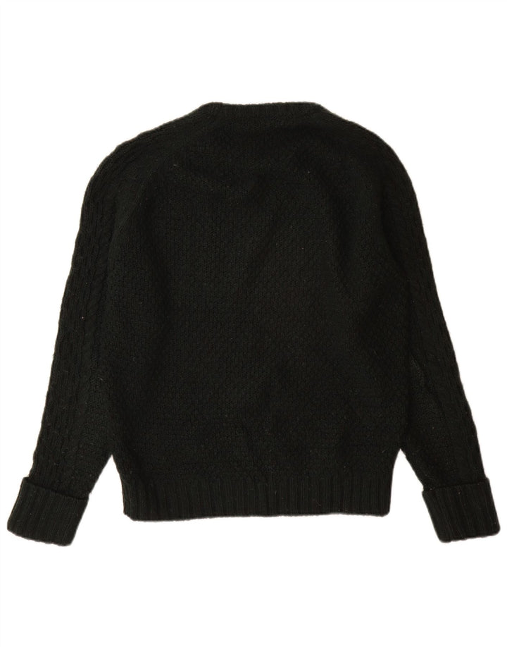 Zara Mens Crew Neck Jumper Sweater Medium Black Acrylic