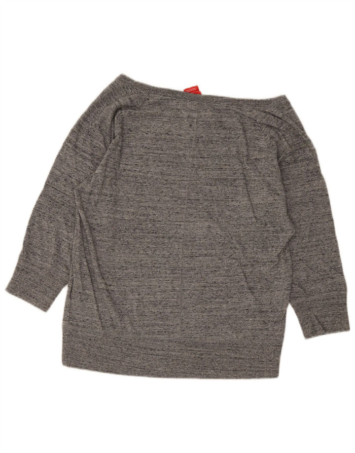 Nike Womens 3/4 Sleeve Graphic Sweatshirt Jumper UK 14 Medium Grey Flecked
