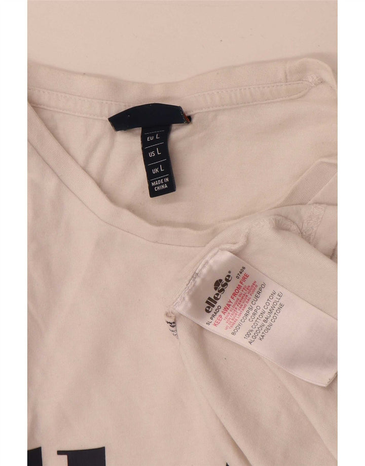 Ellesse Mens Graphic T-Shirt Top Large White Cotton