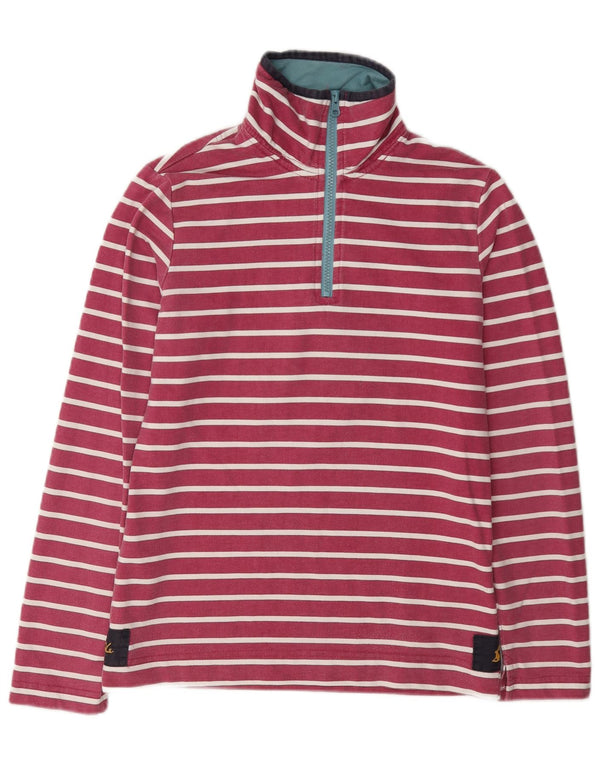 Joules Felpa da Donna con Zip Collo Maglione UK 8 Piccolo Cotone a Righe Rosa